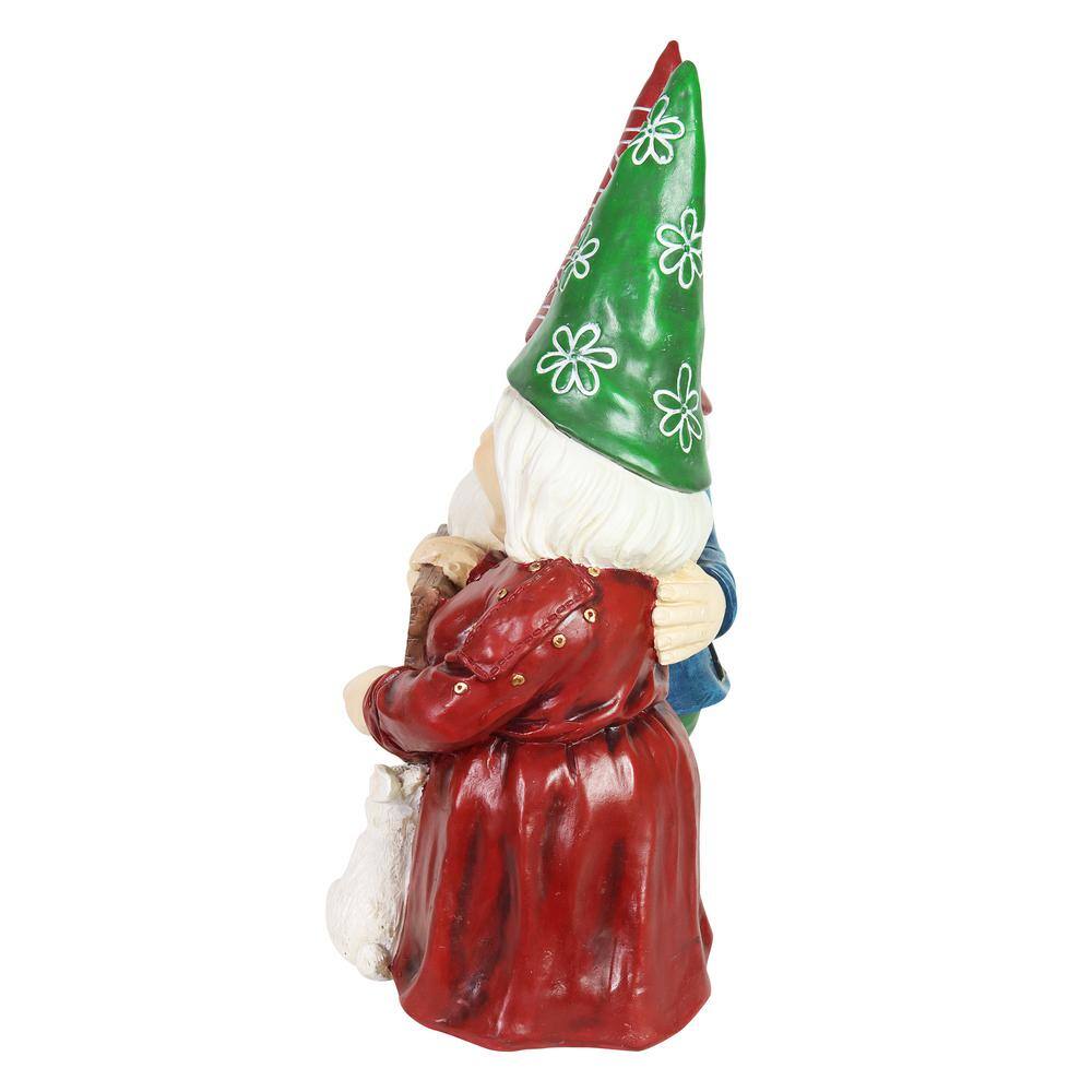 Exhart Solar Pastel Couple with LED Welcome Sign Gnome Garden Statue