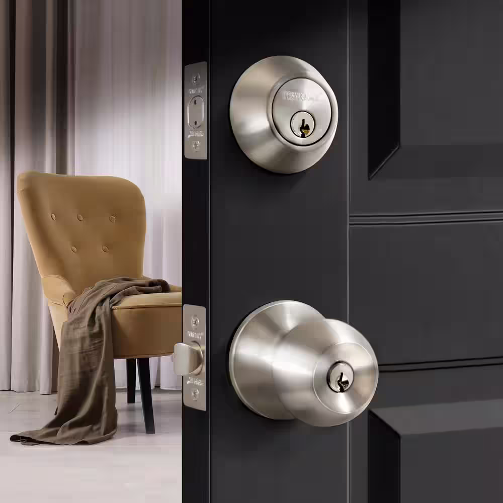 Premier Lock Stainless Steel Entry Door Knob Combo Lock Set with Deadbolt and 36 Keys Total, (6-Pack, Keyed Alike)