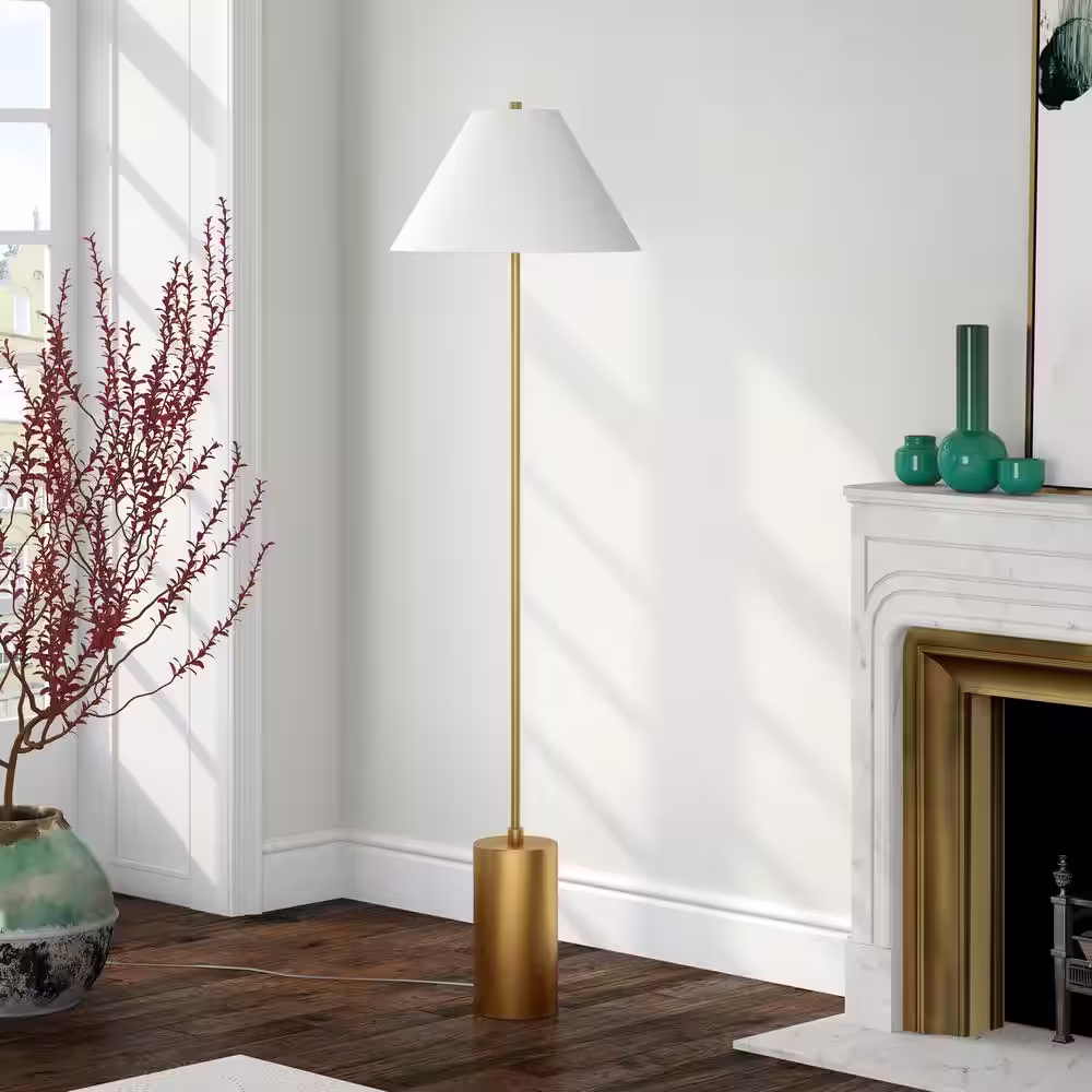 Meyer&Cross Somerset 64 in. Brass Floor Lamp with Empire Shade