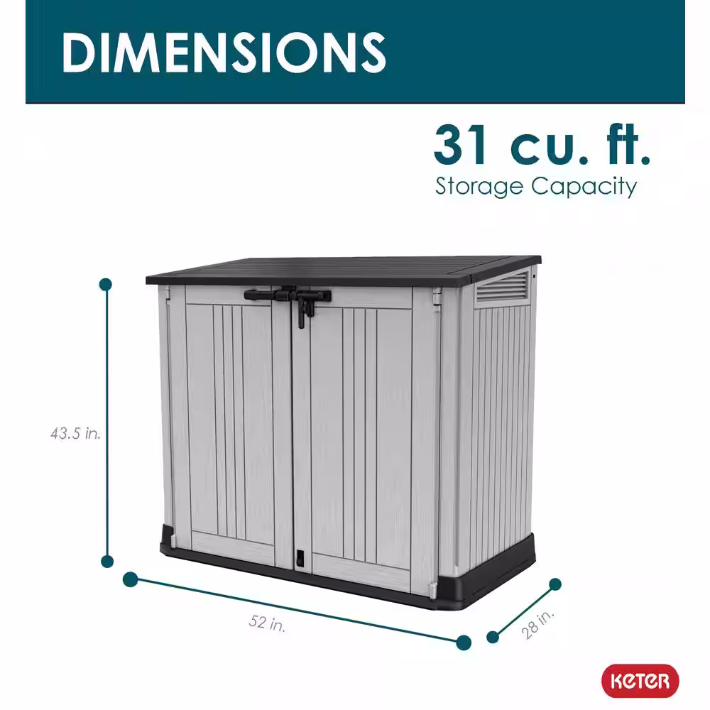 Keter Store-It-Out Prime 4.3 ft. W x 2.3 ft. D Durable Resin Plastic Storage Shed with Flooring Grey (10 sq. ft.)
