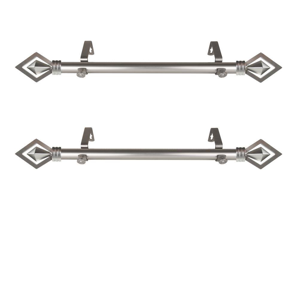 Rod Desyne Lenore 12 in. - 20 in. L Adjustable 1 in. Dia Single Side Window Curtain Rod in Satin Nickel (Set of 2)