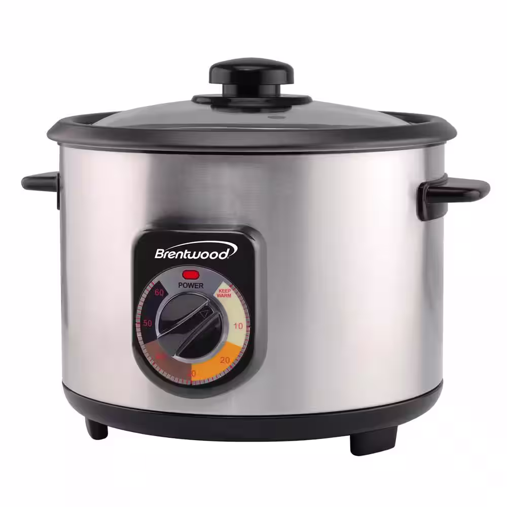 Brentwood 8-Cup Uncooked / 16-Cup Silver Cooked Crunchy Persian Rice Cooker