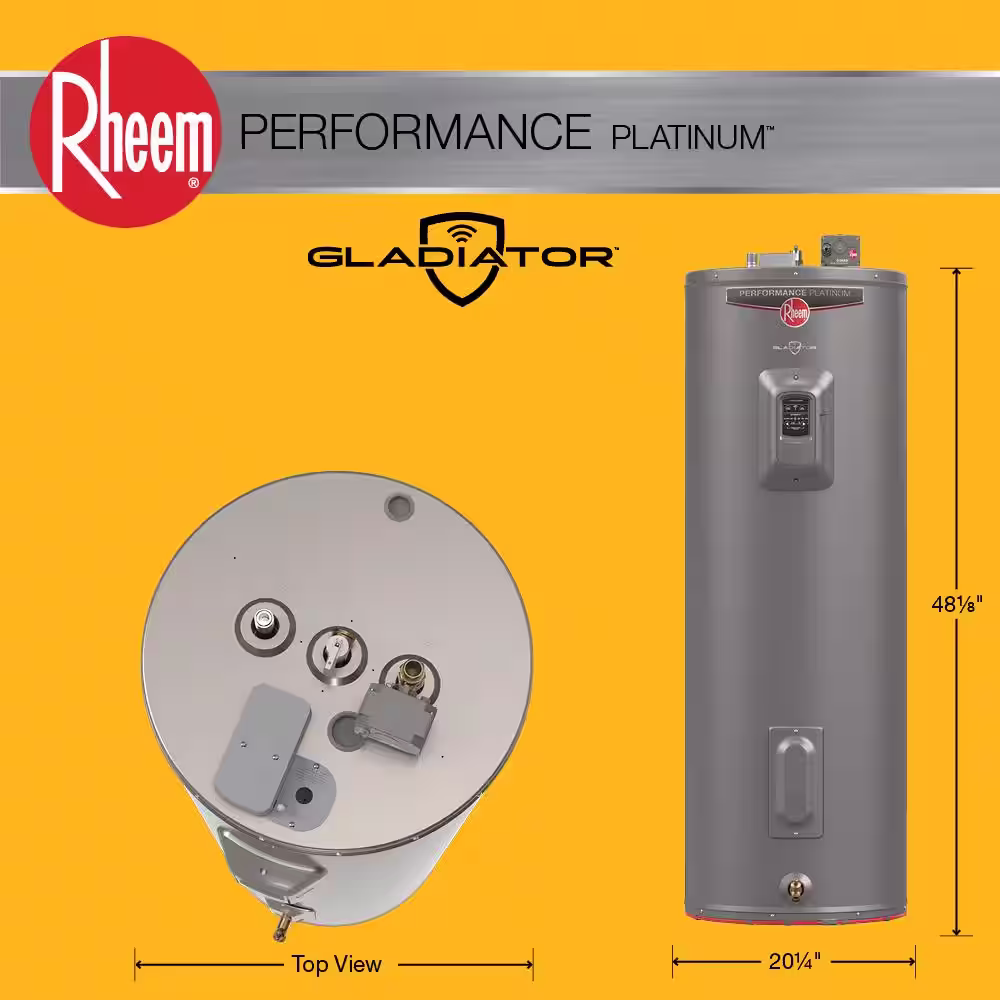 Rheem Gladiator 50 Gal. Medium 12-Year 5500W Electric Tank Water Heater with Leak Detection, Auto Shutoff - WA, OR Version