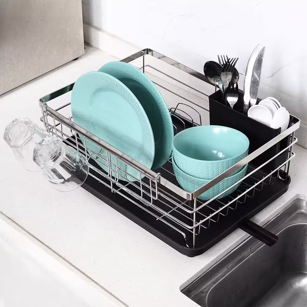 None Black Standing Dish Rack