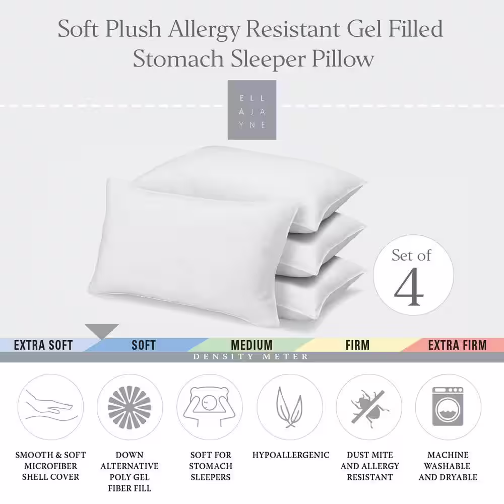 ELLA JAYNE Signature Collection Soft Microfiber Gel King Size Pillow Pack of 4