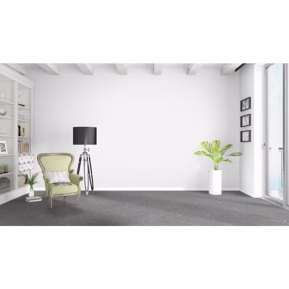 Home Decorators Collection Whispers  - Downtime - Gray 38 oz. SD Polyester Texture Installed Carpet