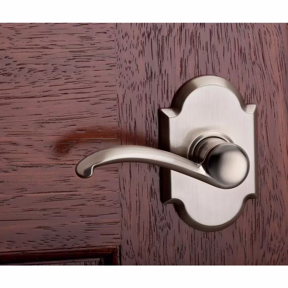Kwikset Austin Satin Nickel Left-Handed Dummy Door Lever with Microban Antimicrobial Technology