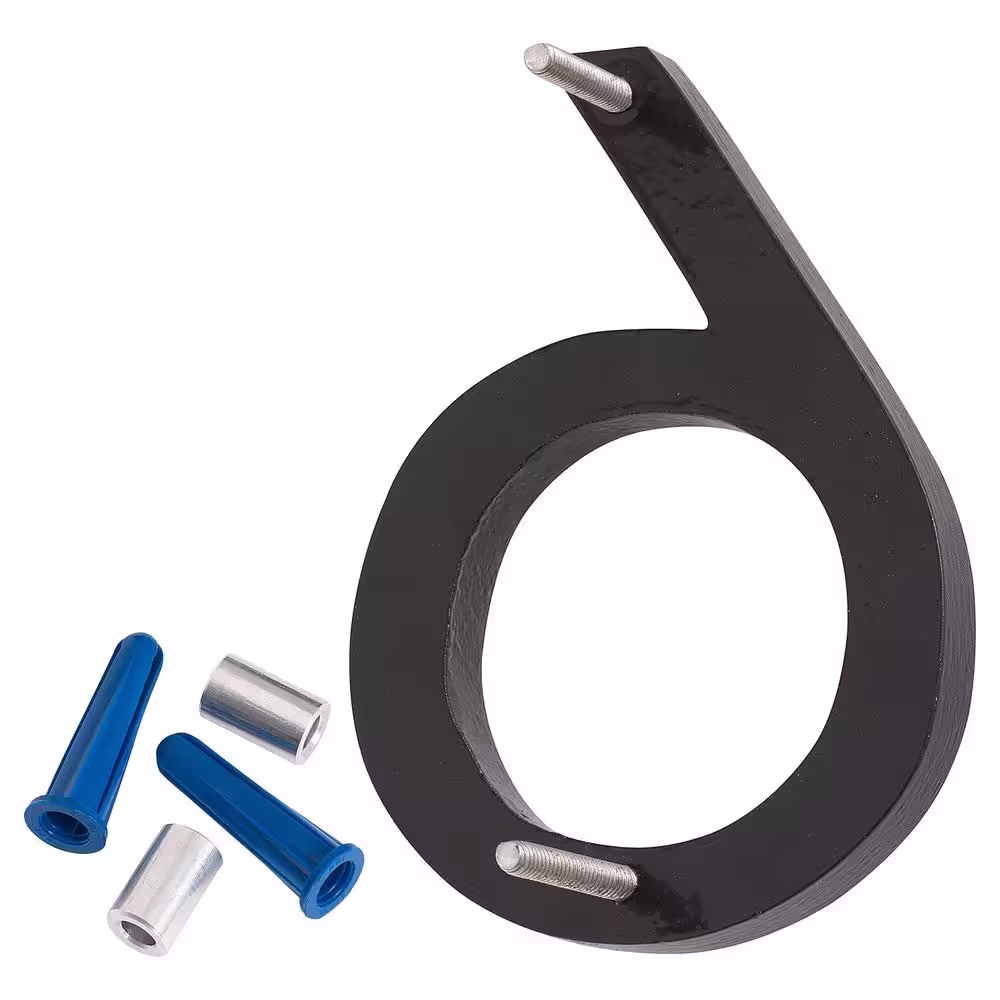 Montague Metal Products 16 in. Satin Nickel/Black 2-Tone Aluminum Floating or Flat Modern House Number 6
