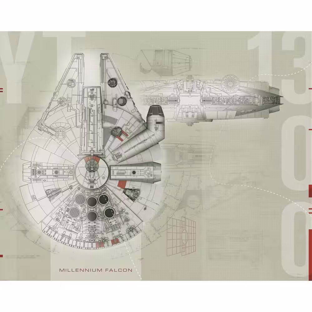RoomMates 90 in. x 72 in. Star Wars Millennium Falcon Prepasted Mural 5-Panel Prepasted Mural