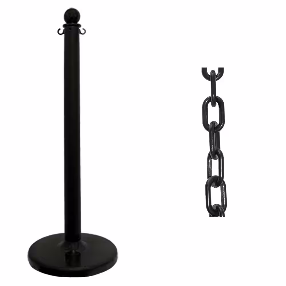 Mr. Chain Medium Duty Stanchion and Chain Kit in Black