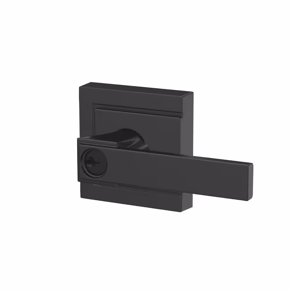 Schlage Northbrook Matte Black Keyed Entry Door Handle with Upland Trim