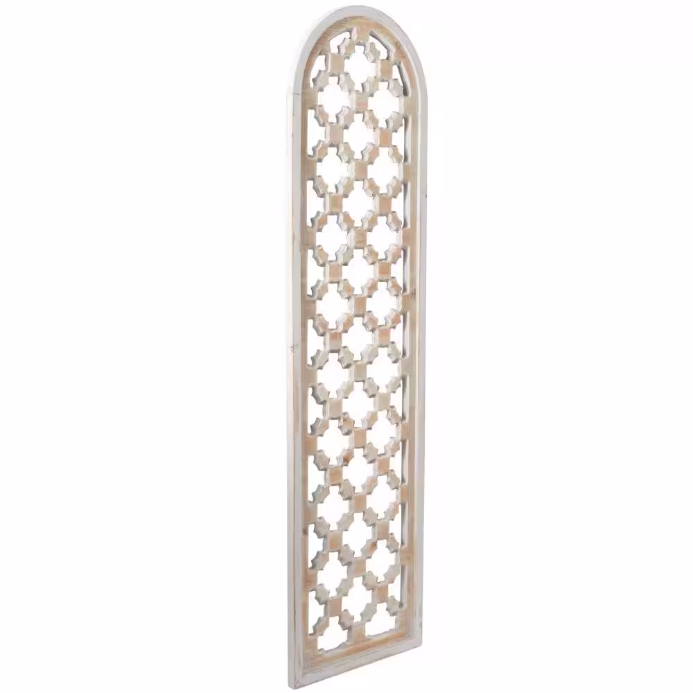 Litton Lane Wood Brown Carved Trellis Geometric Wall Decor