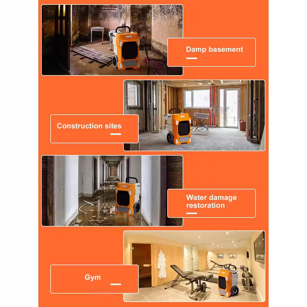 None 190 pt. 7500 sq. ft. Commercial Dehumidifiers in. Orange Multi with Drain Hose and Pump
