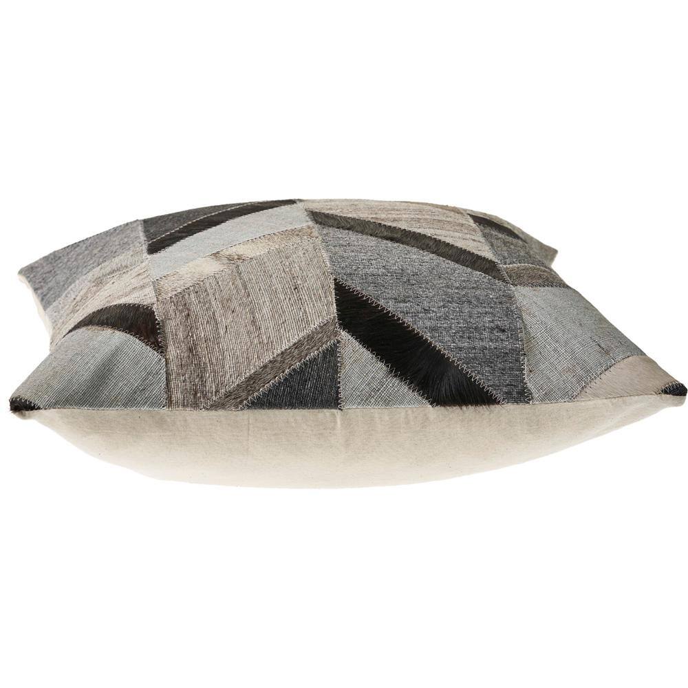LR Home Creative Gray / Brown Chevron Faux Leather Hide 20 in. x 20 in. Throw Pillow