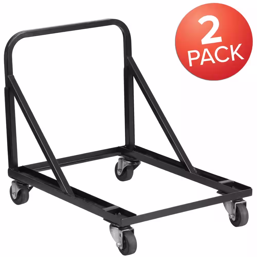 Carnegy Avenue 1200 lbs. capacity Stack Chair Dolly with Wheels - Black (Set of 2)