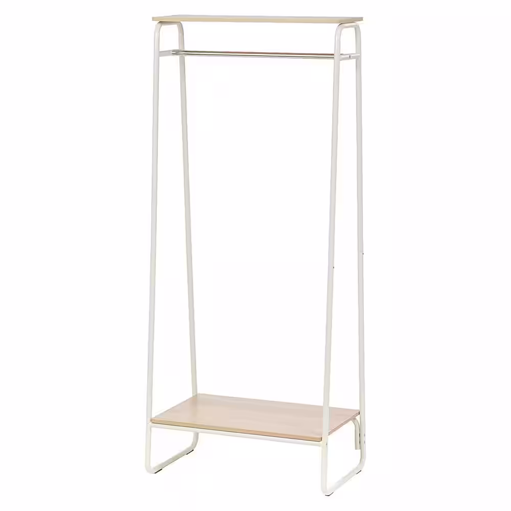 None White Metal Garment Clothes Rack 25.2 in. W x 59.5 in. H