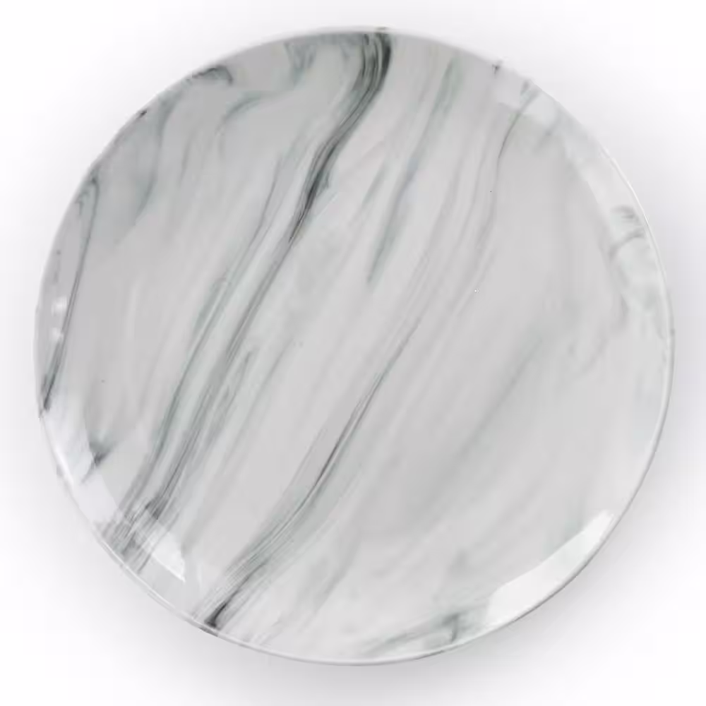 Elama 16-Piece Fine Marble Black and White Stoneware Dinnerware Set (Service for 4)