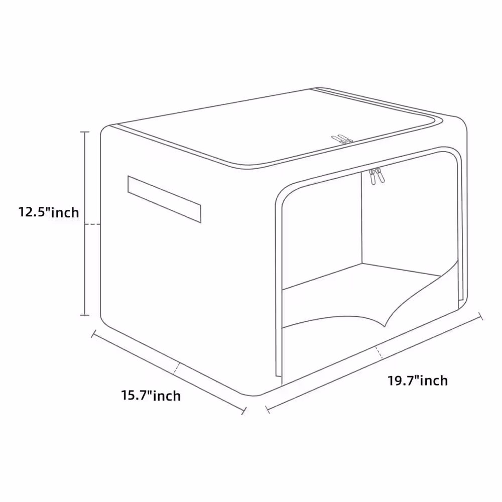 None 70 qt. Linen Clothes Storage Bin with Lid in Beige (3-Pack)
