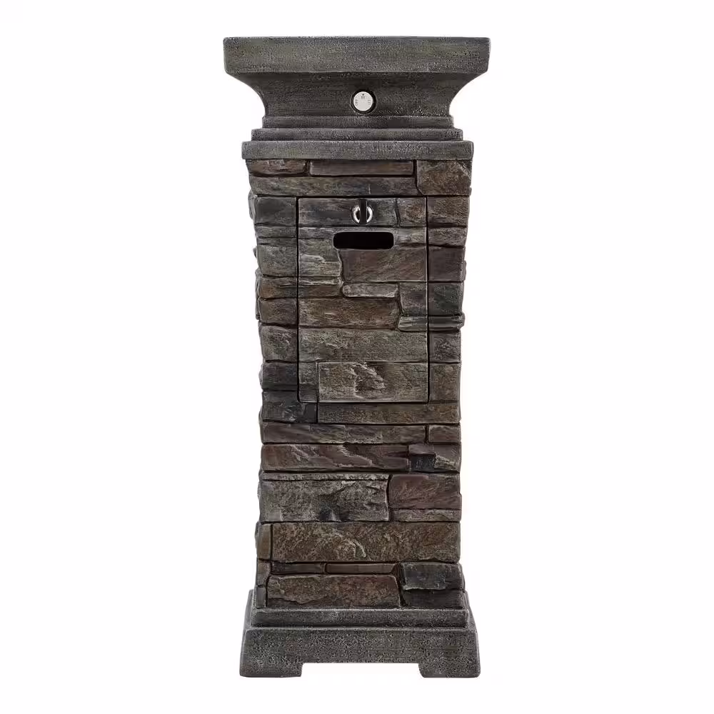 Hampton Bay 29 in. W x 11.8 in. H Square Stacked Stone Fire Column