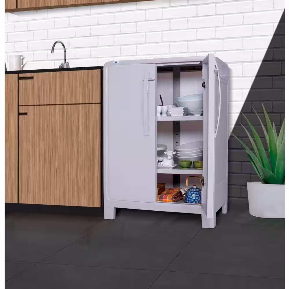 MQ Plastic Freestanding Garage Cabinet in Gray (28 in. W x 39 in. H x 18 in. D)