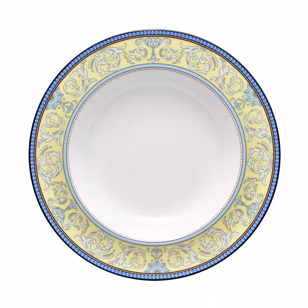 Noritake Menorca Palace 12 fl.oz Blue/Yellow White Bone China Soup Bowls 8-1/4 in. (Set of 4)