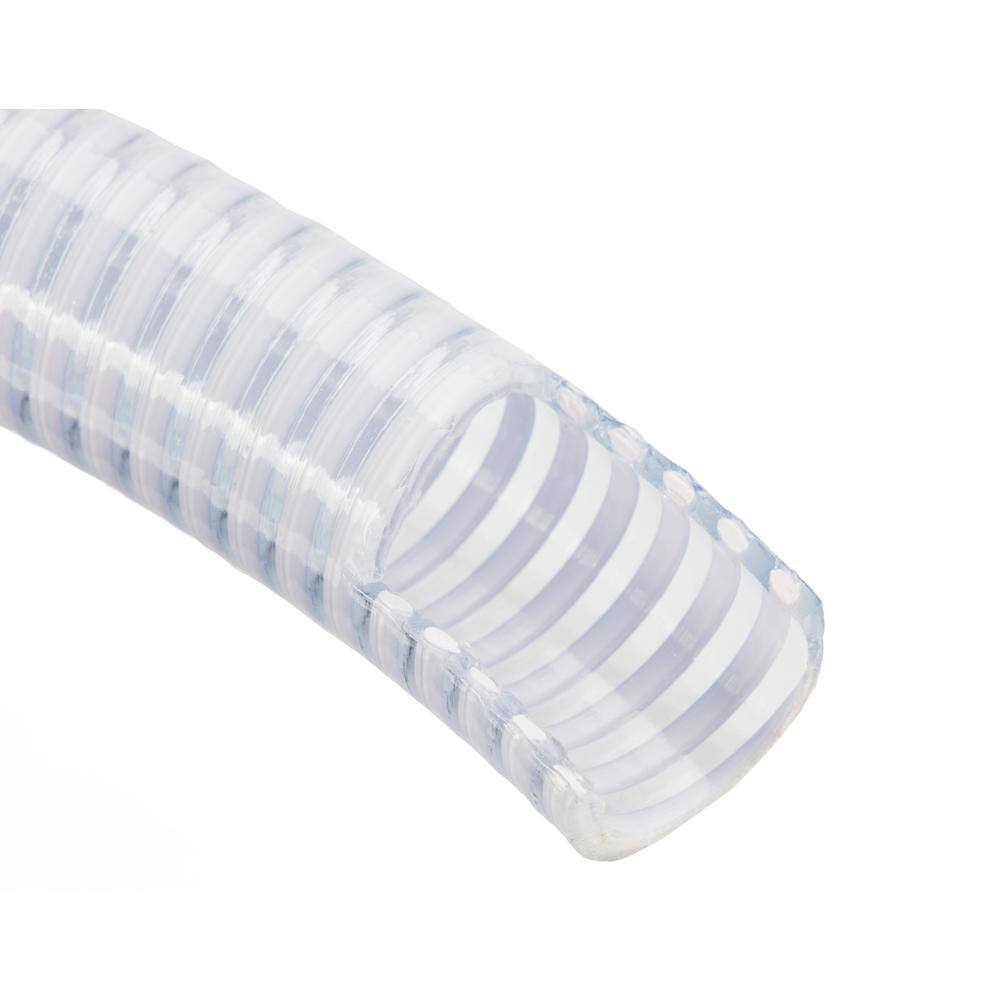 HYDROMAXX 2 in. Dia x 50 ft. Clear Flexible PVC Suction and Discharge Hose with White Reinforced Helix