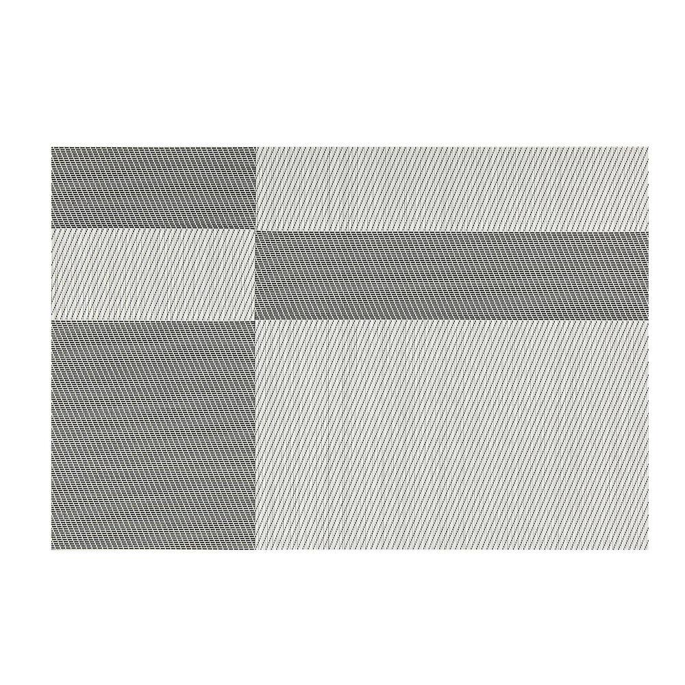 Kraftware EveryTable 18 in. x 12 in. Black & White Twill PVC Placemat (Set of 6)