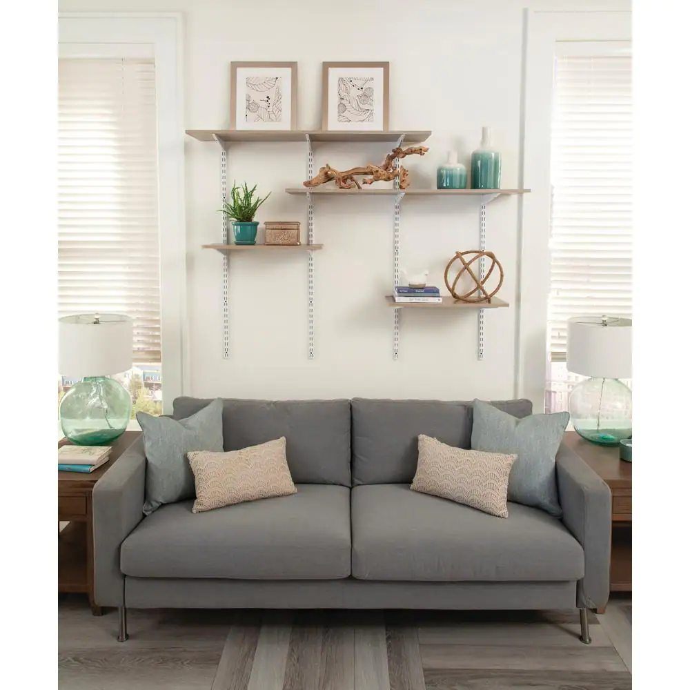 Rubbermaid Chestnut Laminated Wood Wall Mounted Shelf 12 in. D x 48 in. L