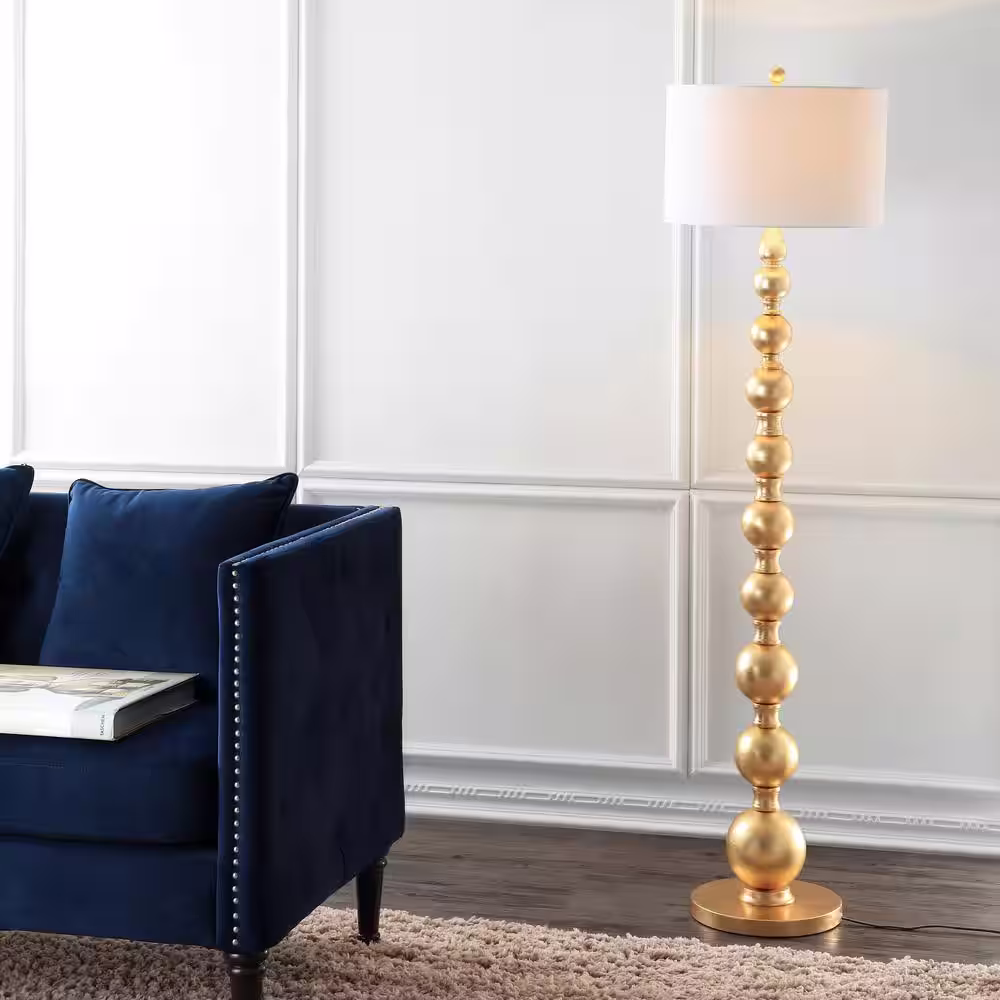 JONATHAN Y Adriana 62.5 in. Gold Metal LED Floor Lamp