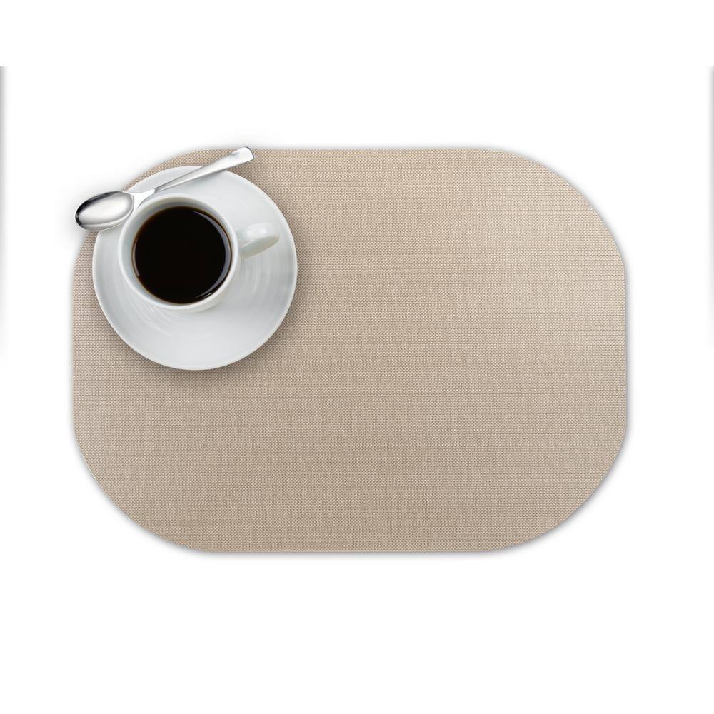 DASCO Easy Care Beachy/Oval 17 in. x 12 in. Tan Vinyl Placemats (Set of 6)