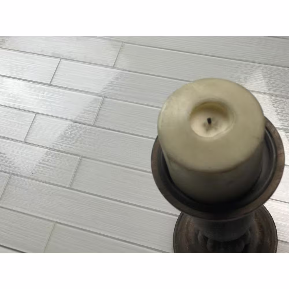 ABOLOS French County Snow White Plank Subway 3 in. x 16 in. Textured Glass Wall Tile (12 sq. ft./Case)
