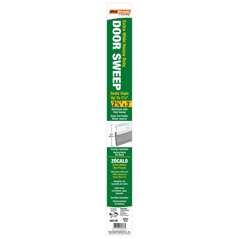 Frost King 2-3/8 in. x 36 in. Silver EX-Heavy Duty Door Sweep
