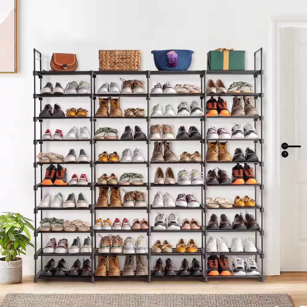 Karl home 68.9 in. H 72-Pair Black Shoe Rack