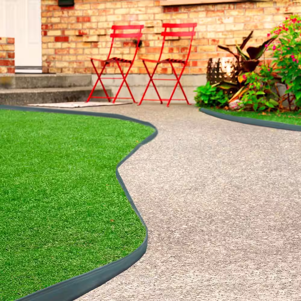 FLORIDIS Plastic Lawn Edging - 4.33 in. x 164 ft - Green Polyethylene High-Density
