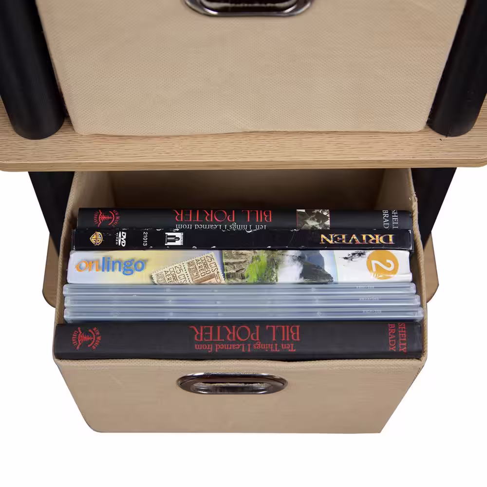 Furinno LACi Oak and Black Storage Chest