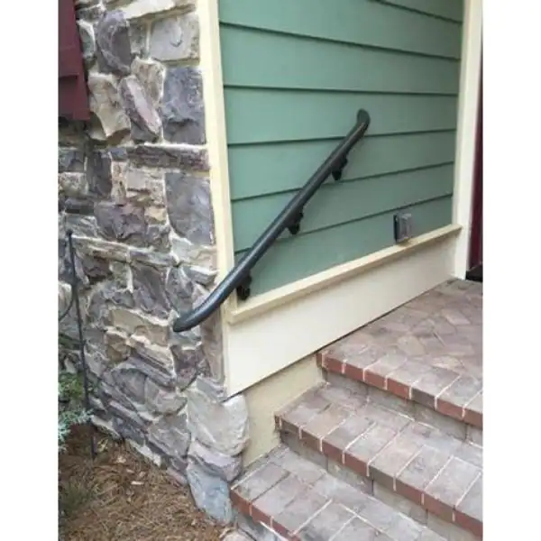 EZ Handrail 4 ft. Textured Black Aluminum Round with Curved Ends Handrail Kit