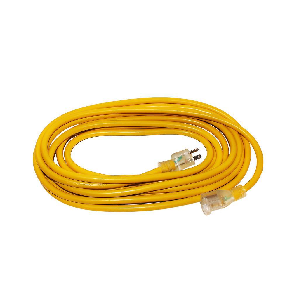None 25 ft. 14/3 SJTW Full Copper 13 Amp 125-Volt 1625-Watt Lighted End Indoor/Outdoor Extension Cord (2-Pack)