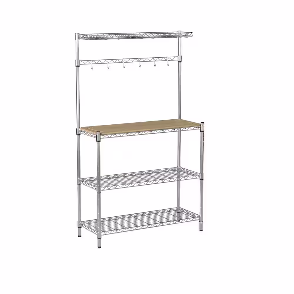TRINITY Chrome 4-Tier Steel Wire Shelving Unit (14 in. W x 61 in. H x 36 in. D)