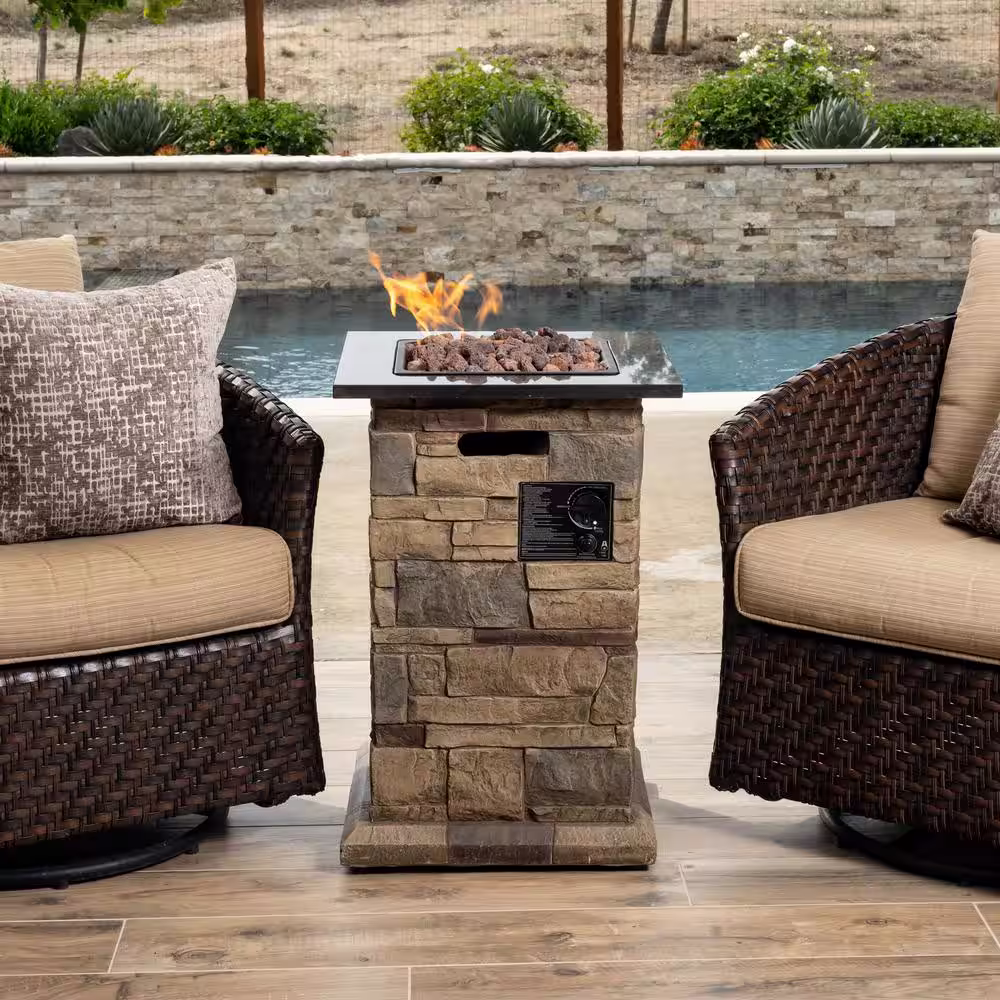 Bond Morgan Hill Envirostone 19.5 in. Square Gas Fire Column in Brown