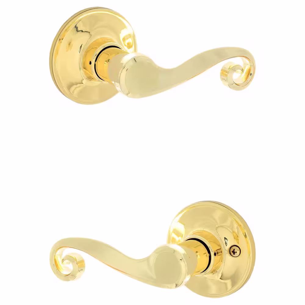 ESSENTIALS by Schlage Acton Bright Brass Passage Hall/Closet Door Handle