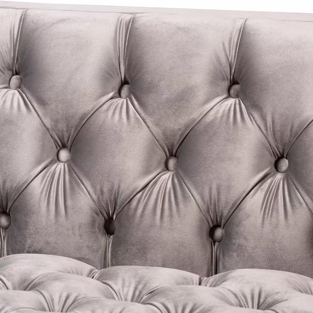 Baxton Studio Zanetta 2-Piece Gray and Gold Living Room Set