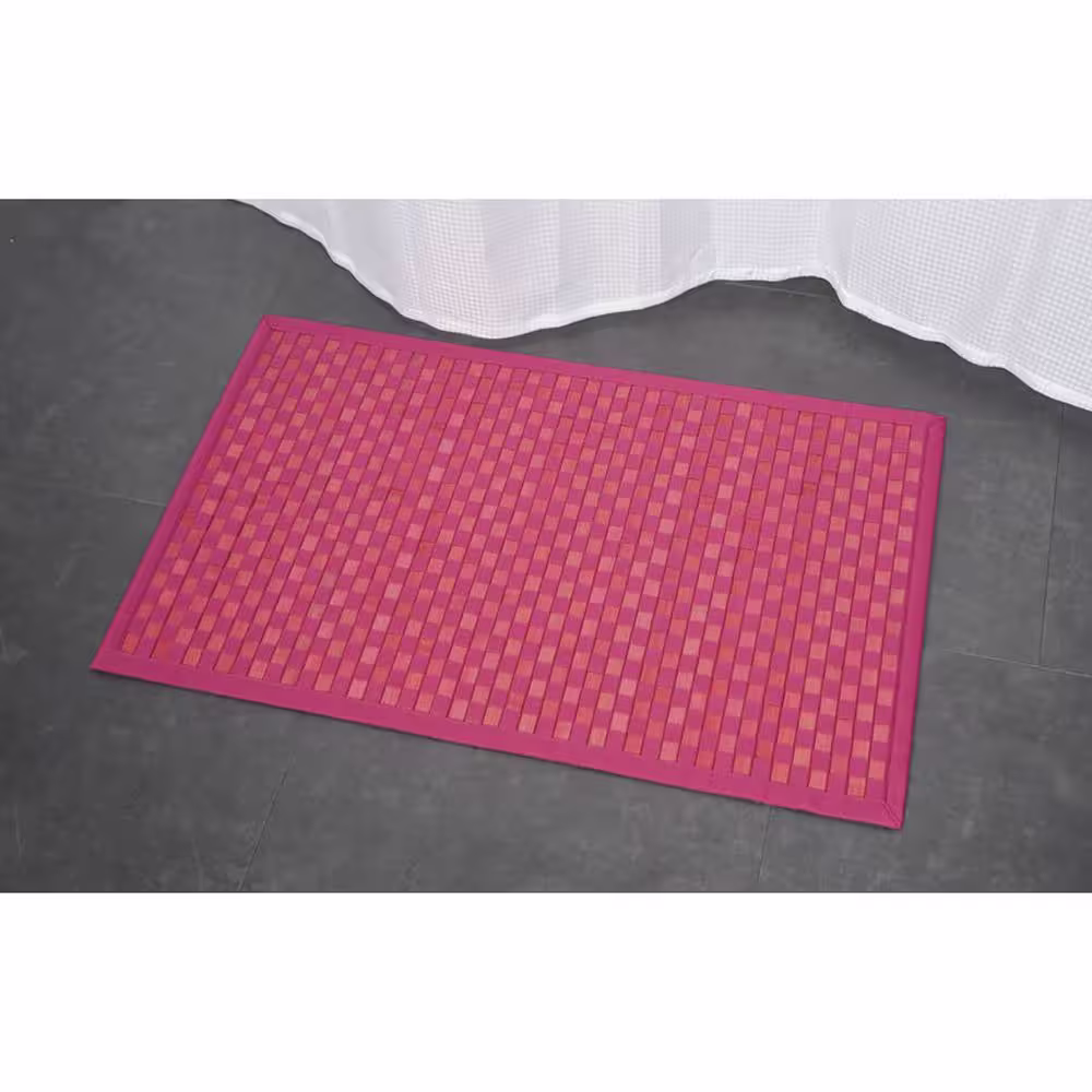 None Bath Mat Rug In Cross Twill Rug Checkerboard Pink
