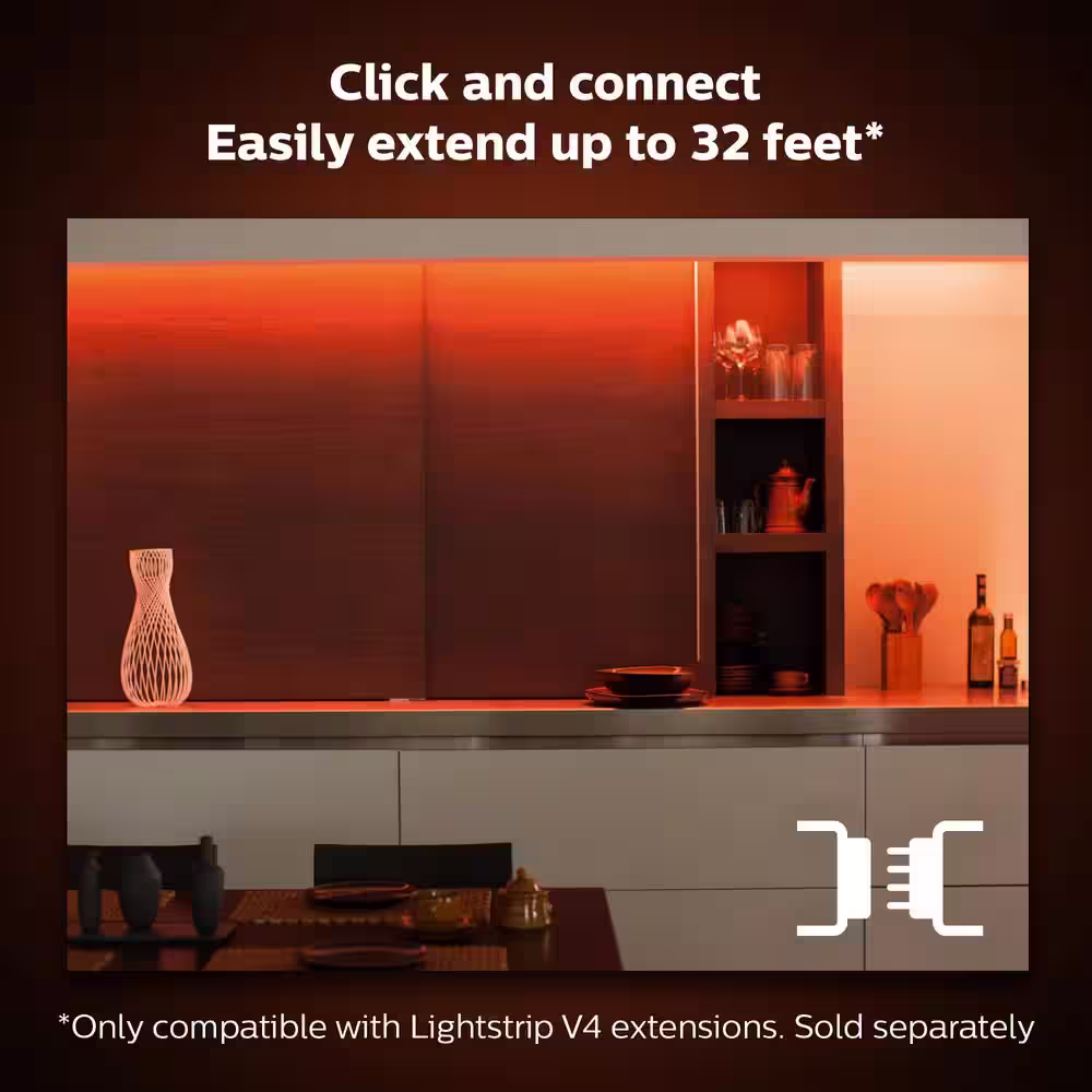 Philips Hue 6.6 ft. Smart Plug-In Color and Tunable White Ambiance Cuttable Integrated LED Under Cabinet Light Base Kit (1-Pack)