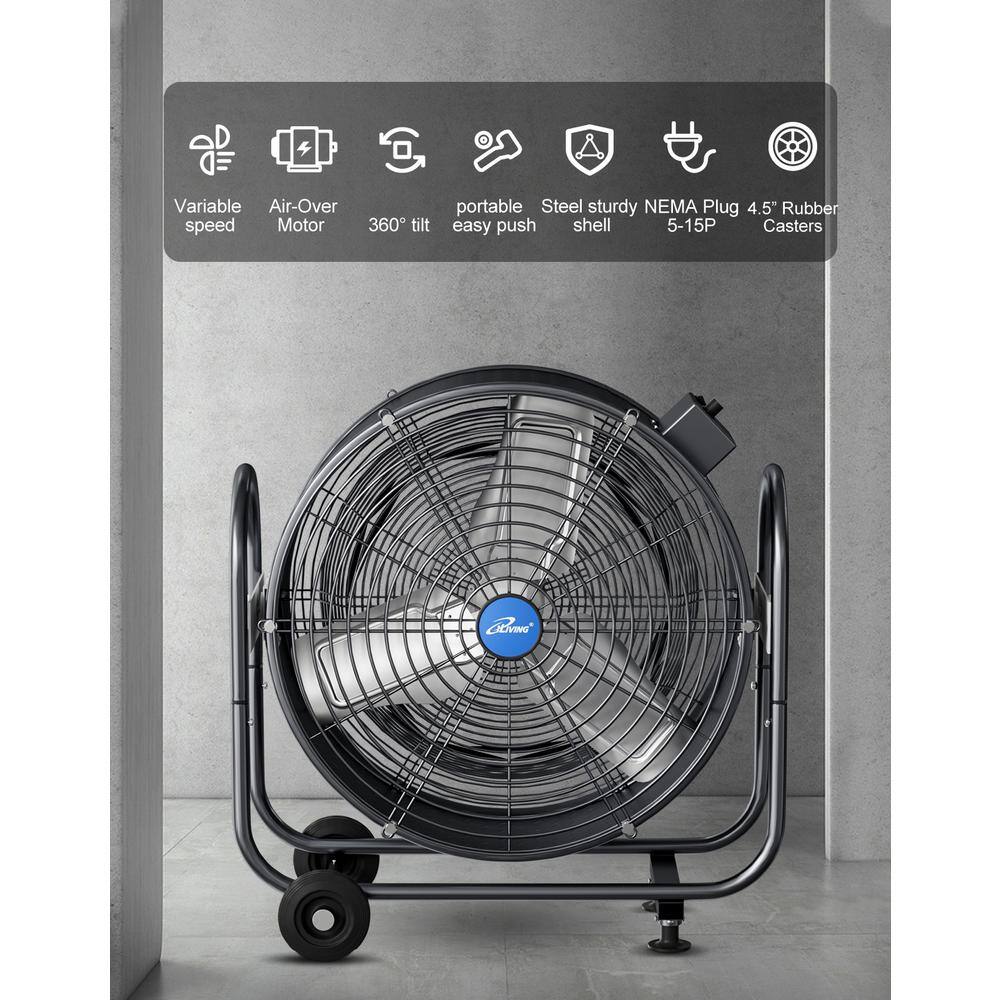 iLIVING 24 in. BLDC Air Circulator High Velocity Floor Fan, 115-Volt