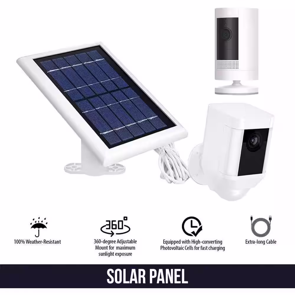 Wasserstein Solar Panel Compatible with Ring Spotlight Cam Battery, Ring Stick Up Cam Battery and Reolink Argus Pro (2 Pack, White)