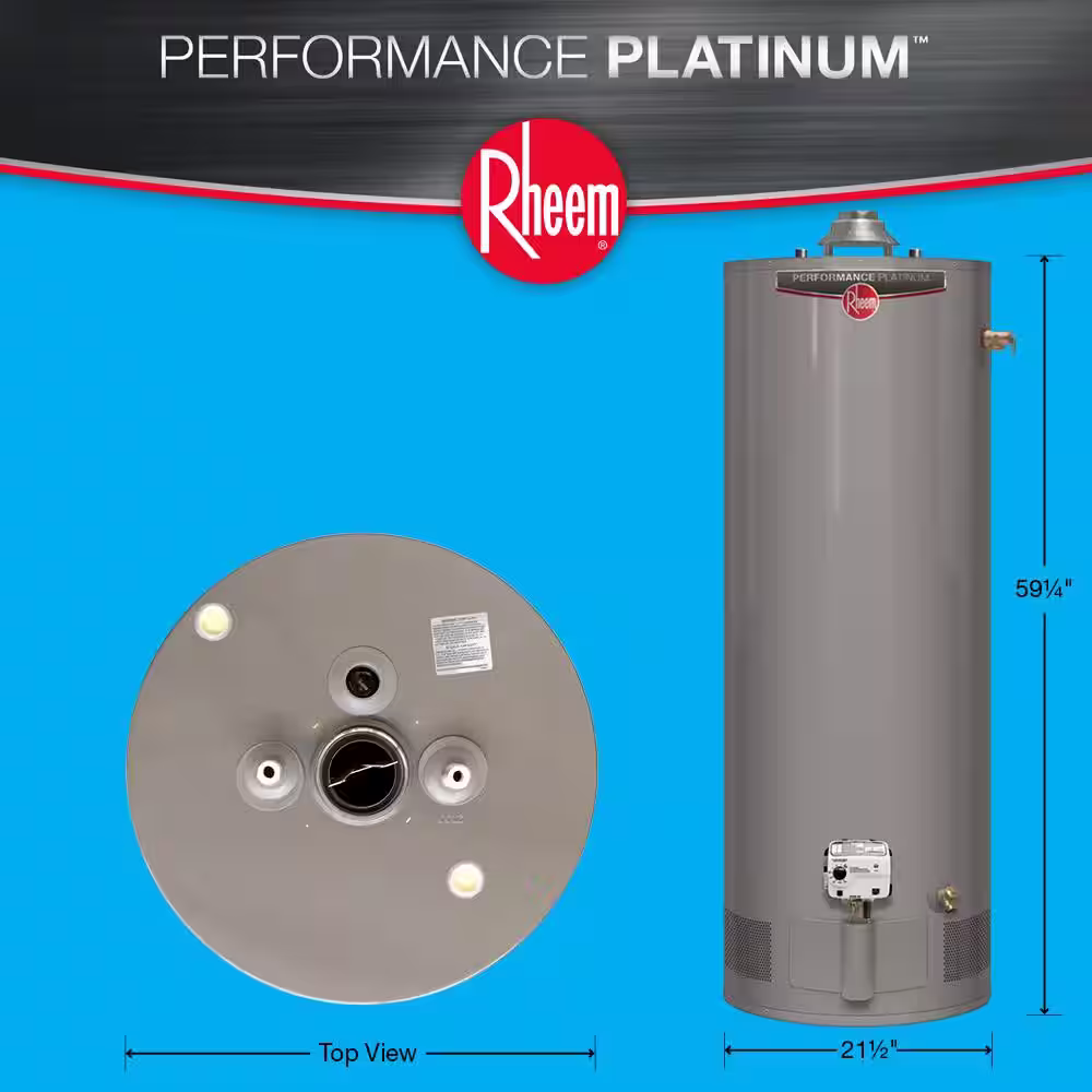 Rheem Performance Platinum 50 Gal.Tall 12 Year 40,000 BTU High Efficiency Natural Gas Tank Water Heater