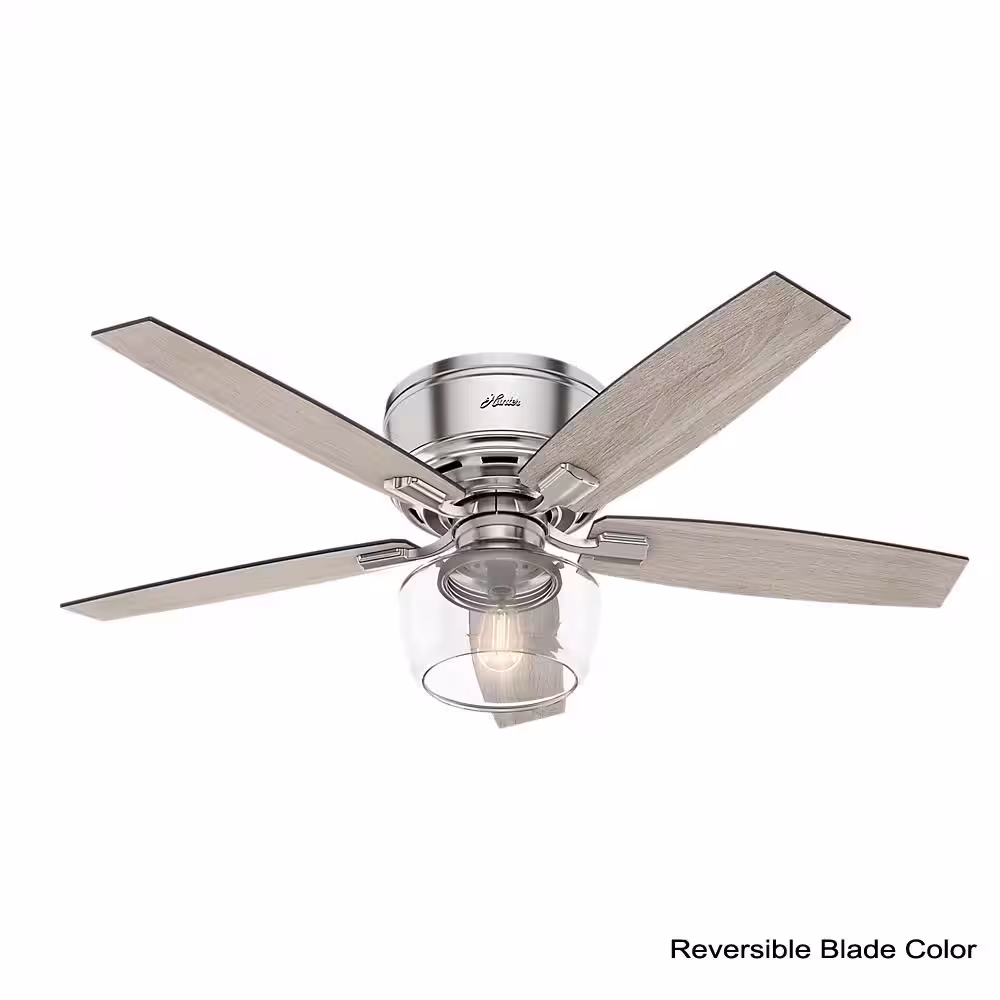 Hunter Bennett 52 in. LED Low Profile Brushed Nickel Indoor Ceiling Fan with light and remote