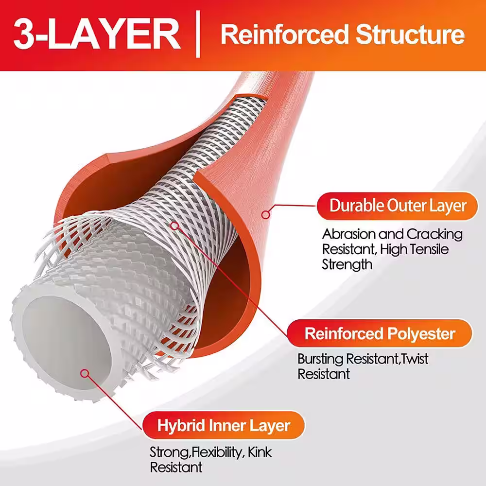 None 5/8 in. x 50 ft. Garden Hose Flexible and Light-Weight Water Hose, Burst 600 PSI, Kink-less Hybrid Rubber Hose