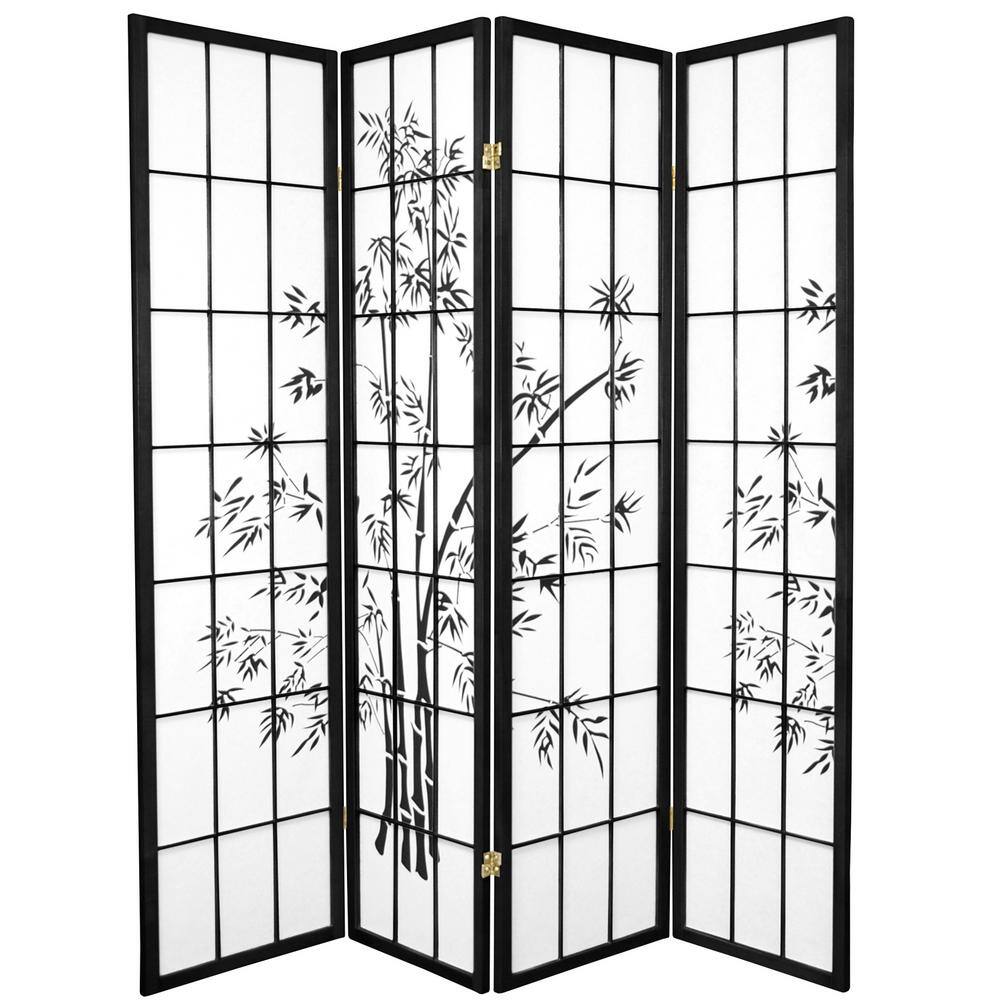 Oriental Furniture 6 ft. Black 4-Panel Room Divider
