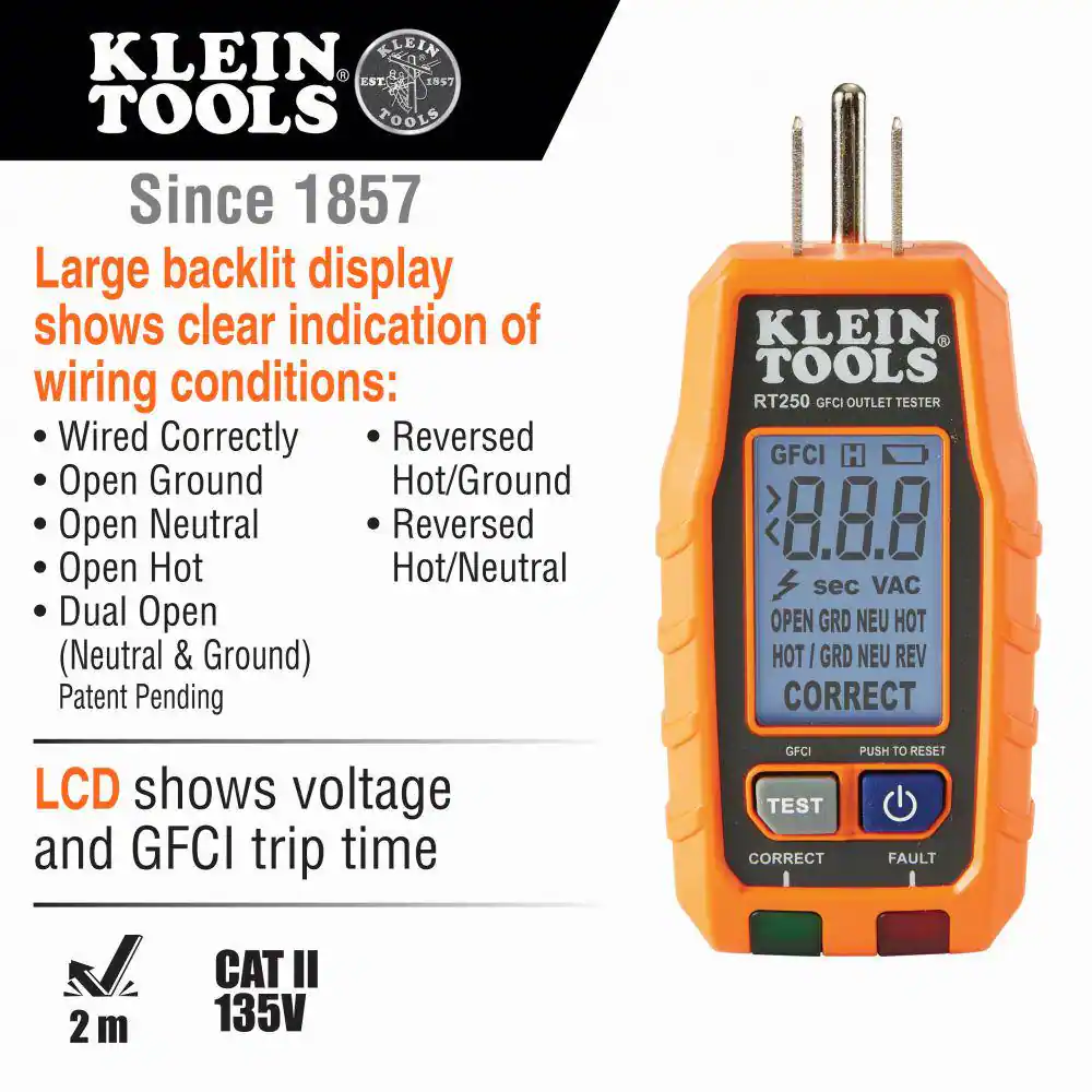 Klein Tools Dual-Range Non-Contact Voltage Tester and GFCI Receptacle Tester Tool Set (2-Piece)